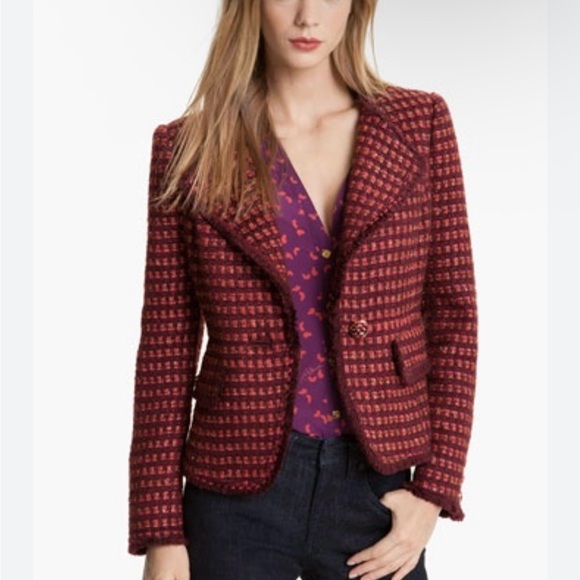 Tory Burch NWOT Red Blazer with Notched Lapels - Picture 2 of 11